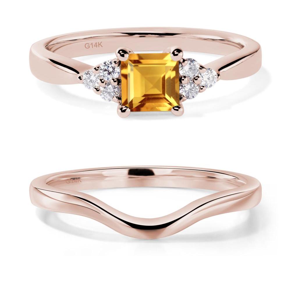 Square Cut Citrine Petite Ring - LUO Jewelry #metal_14k rose gold