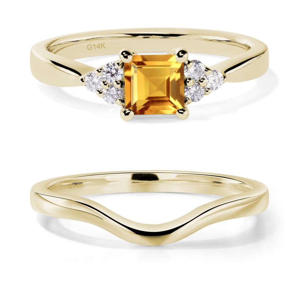 Square Cut Citrine Petite Ring - LUO Jewelry #metal_14k yellow gold