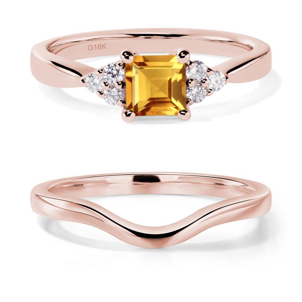 Square Cut Citrine Petite Ring - LUO Jewelry #metal_18k rose gold