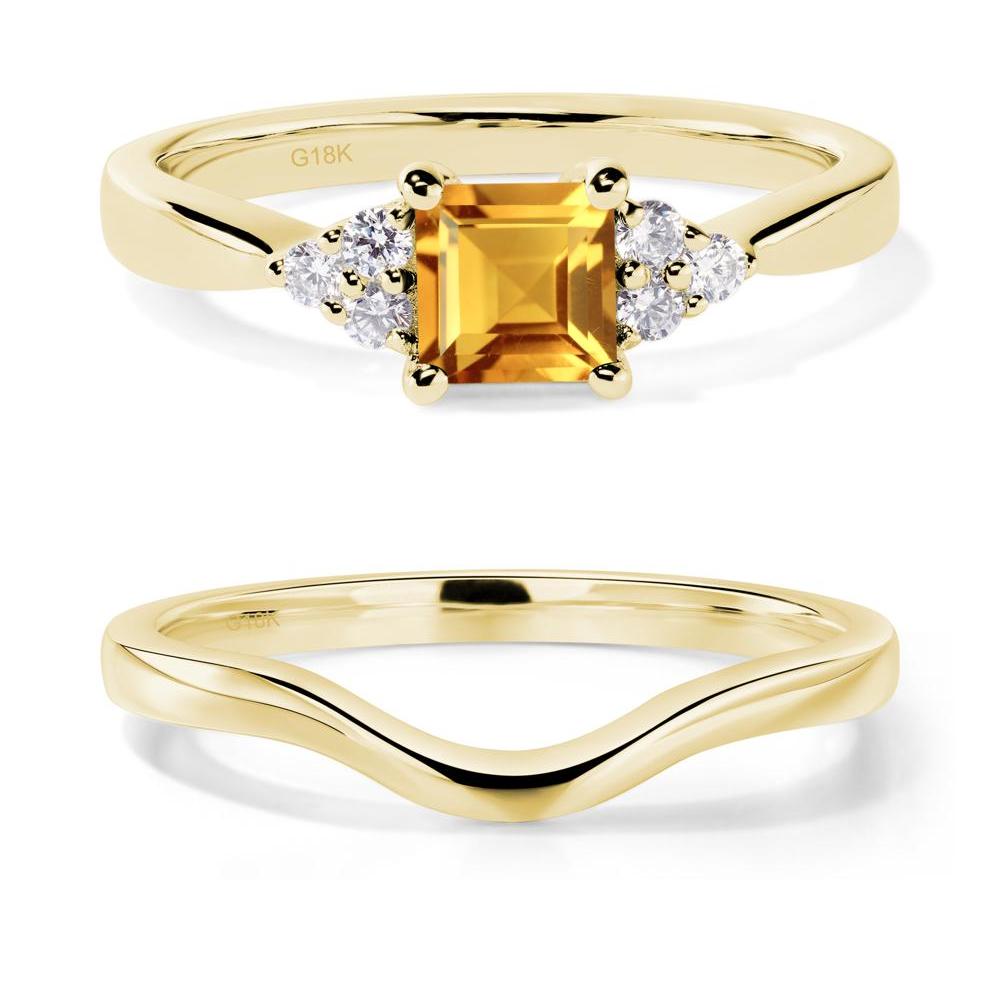 Square Cut Citrine Petite Ring - LUO Jewelry #metal_18k yellow gold