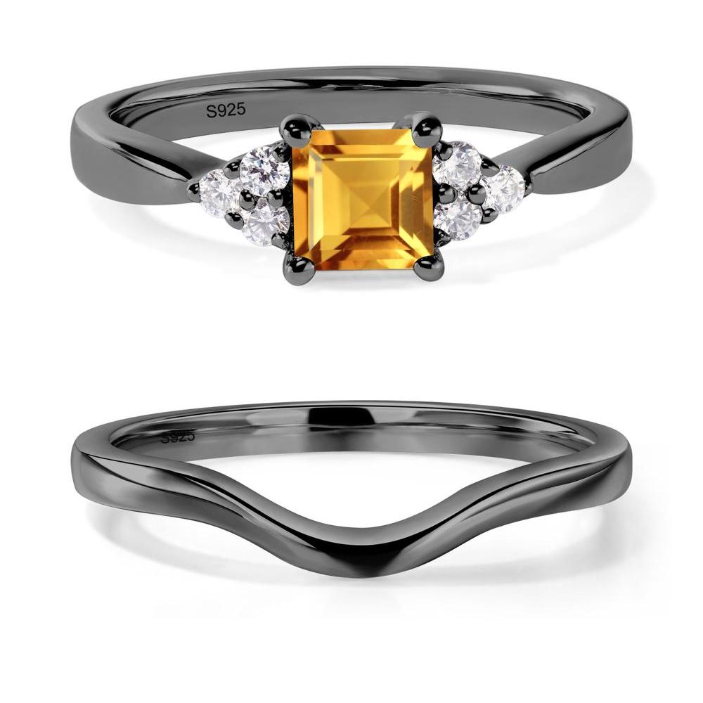 Square Cut Citrine Petite Ring - LUO Jewelry #metal_black finish sterling silver