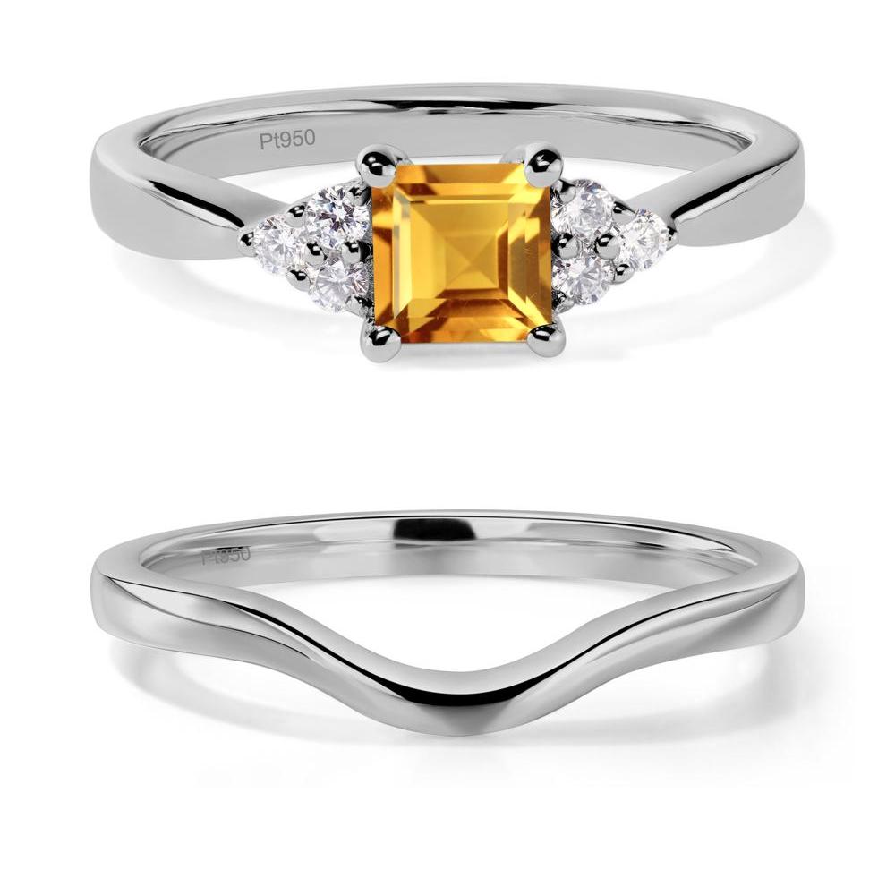 Square Cut Citrine Petite Ring - LUO Jewelry #metal_platinum