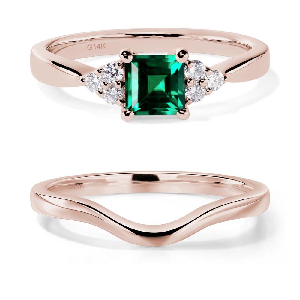 Square Cut Emerald Petite Ring - LUO Jewelry #metal_14k rose gold