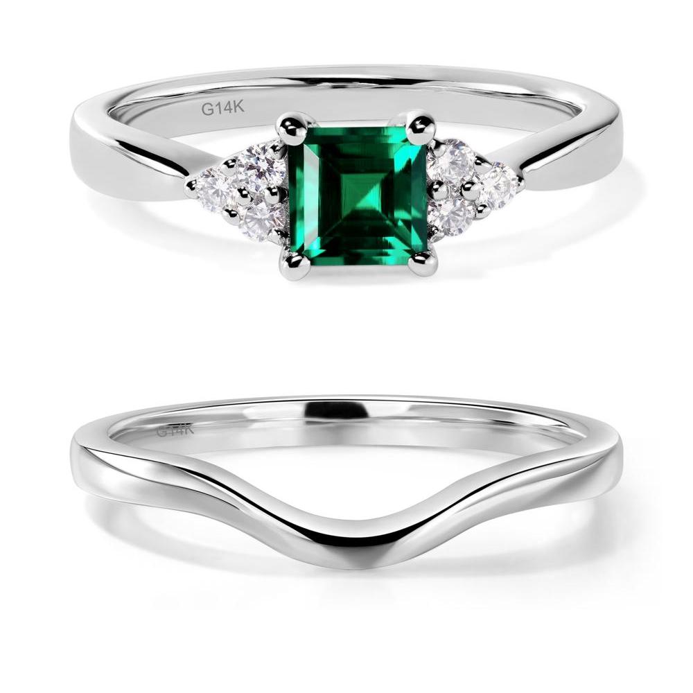 Square Cut Emerald Petite Ring - LUO Jewelry #metal_14k white gold