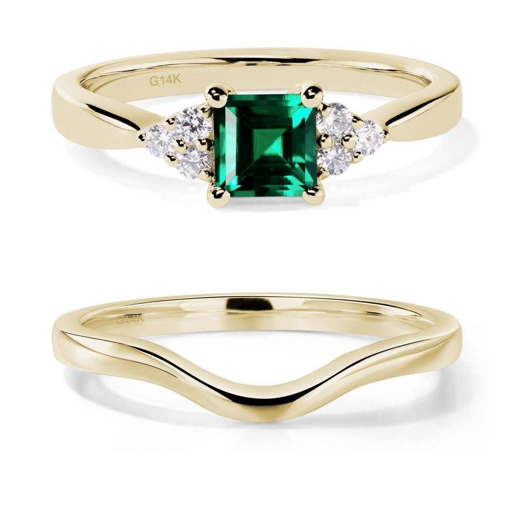 Square Cut Emerald Petite Ring - LUO Jewelry #metal_14k yellow gold