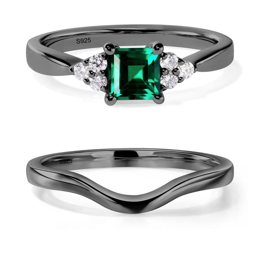 Square Cut Emerald Petite Ring - LUO Jewelry #metal_black finish sterling silver