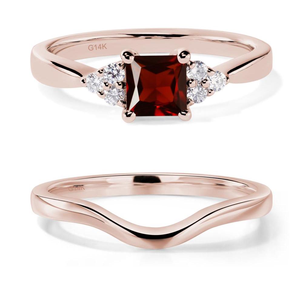 Princess Cut Garnet Petite Ring - LUO Jewelry #metal_14k rose gold