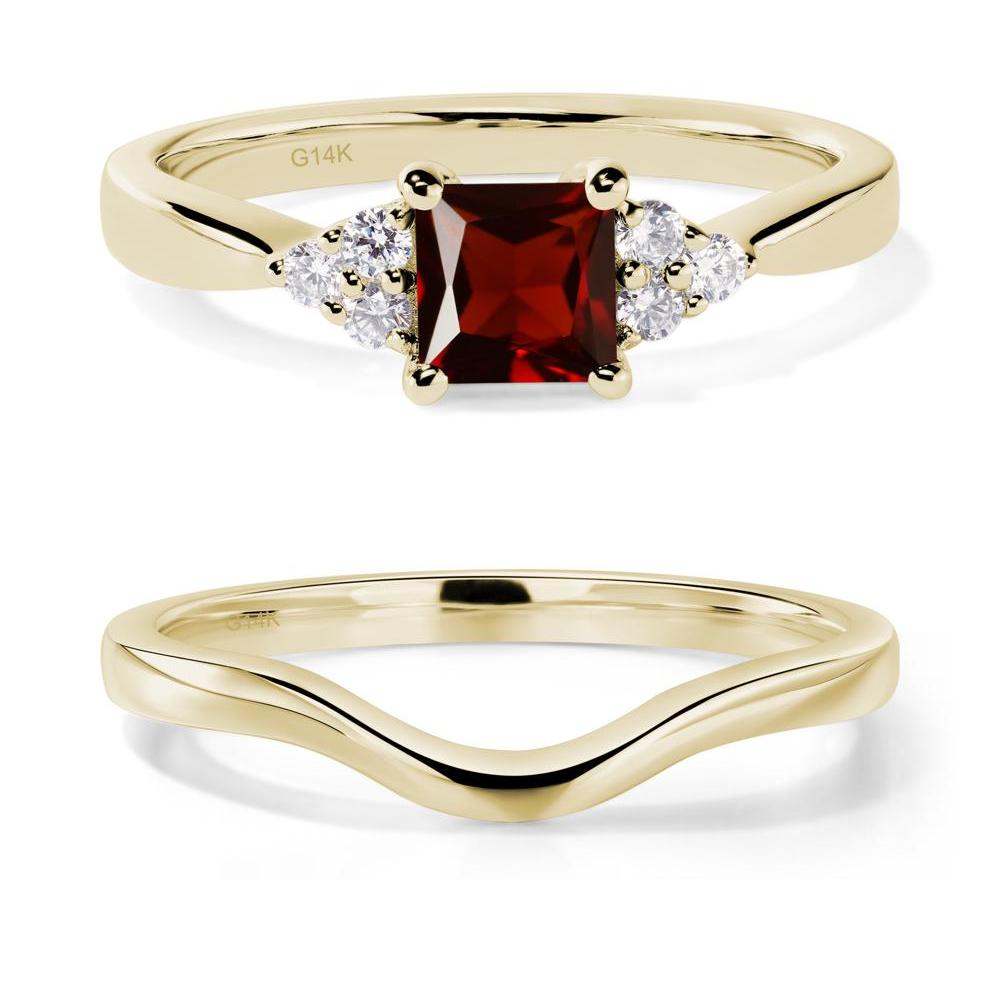 Princess Cut Garnet Petite Ring - LUO Jewelry #metal_14k yellow gold