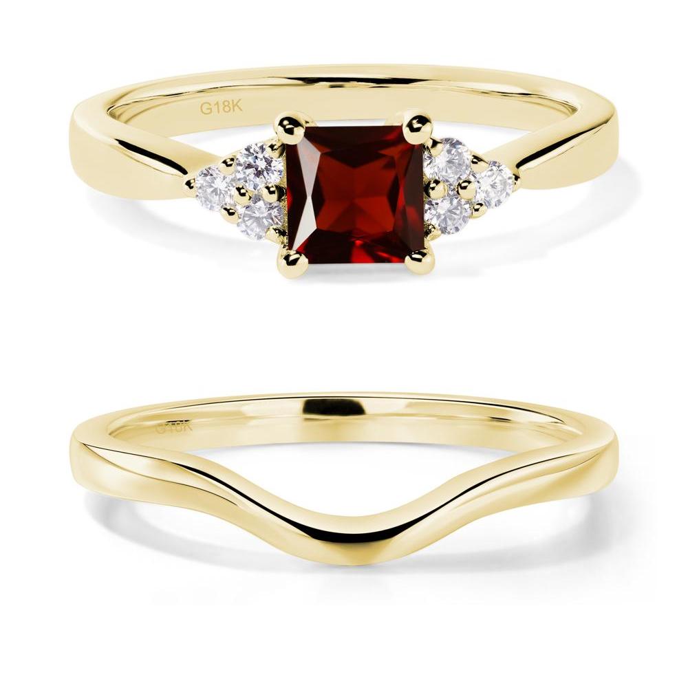 Princess Cut Garnet Petite Ring - LUO Jewelry #metal_18k yellow gold