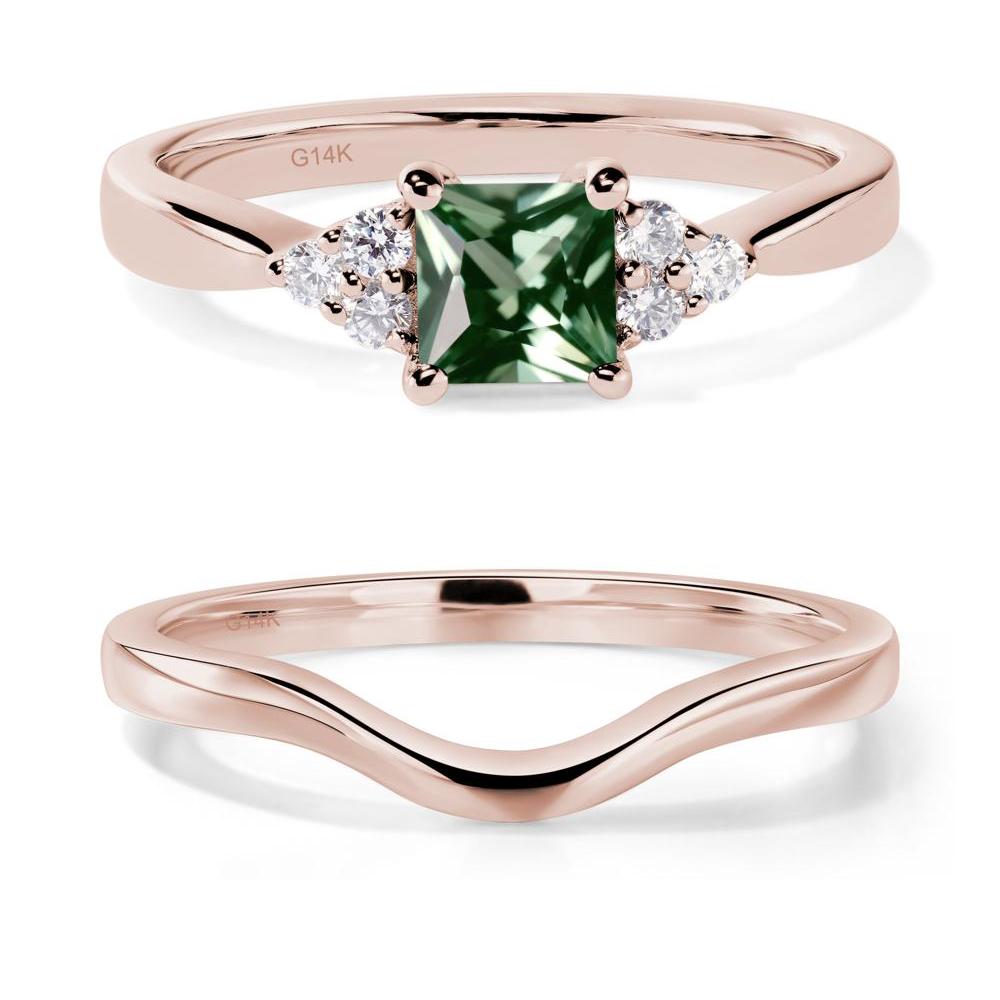 Princess Cut Green Sapphire Petite Ring - LUO Jewelry #metal_14k rose gold