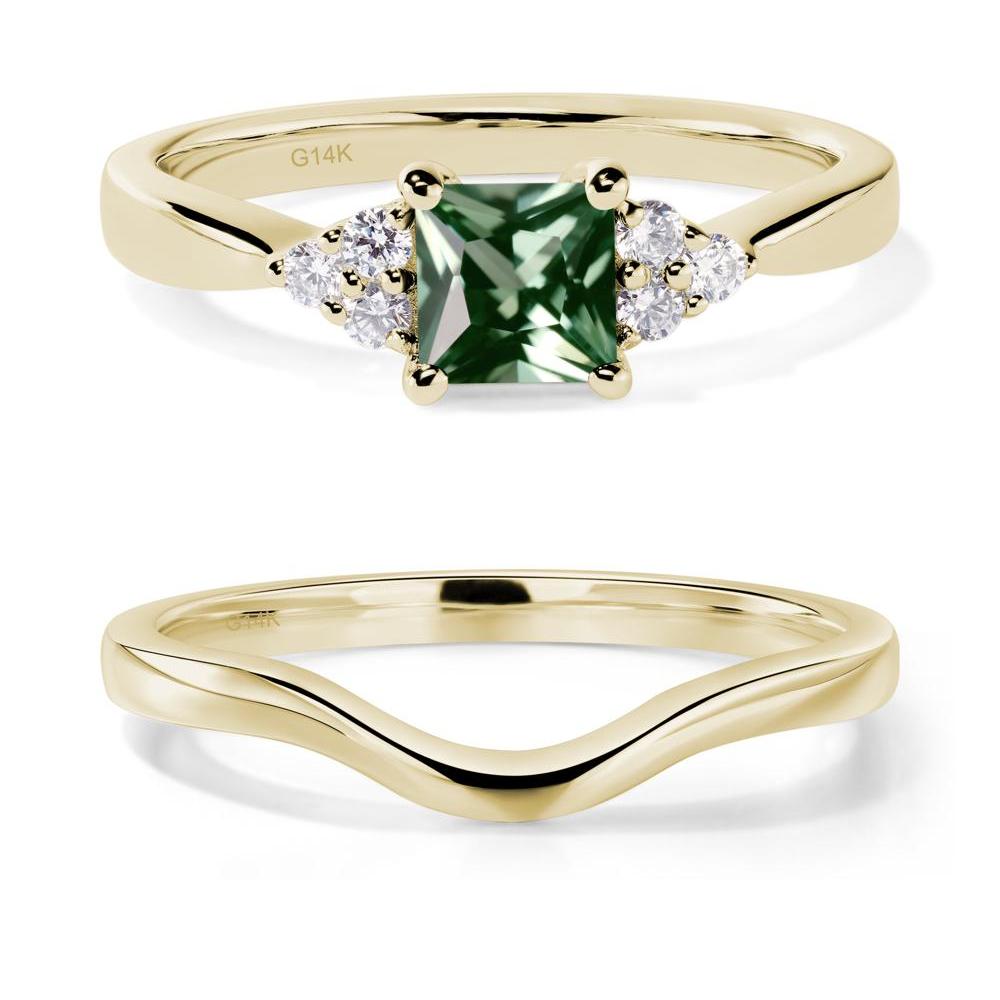 Princess Cut Green Sapphire Petite Ring - LUO Jewelry #metal_14k yellow gold