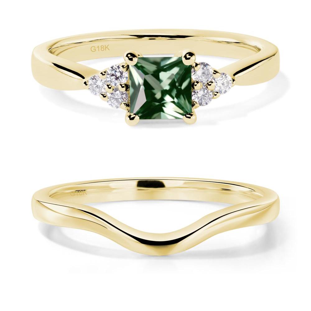 Princess Cut Green Sapphire Petite Ring - LUO Jewelry #metal_18k yellow gold