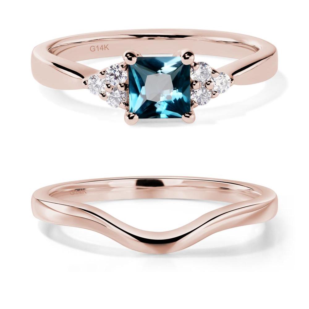 Princess Cut London Blue Topaz Petite Ring - LUO Jewelry #metal_14k rose gold