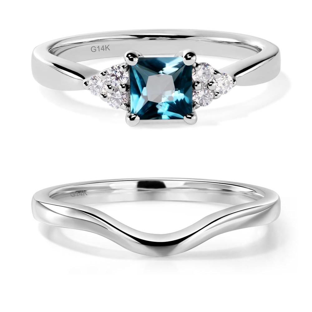 Princess Cut London Blue Topaz Petite Ring - LUO Jewelry #metal_14k white gold