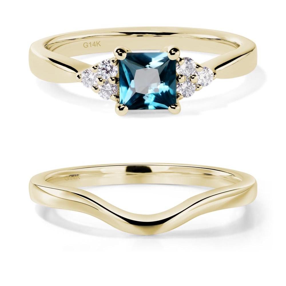 Princess Cut London Blue Topaz Petite Ring - LUO Jewelry #metal_14k yellow gold