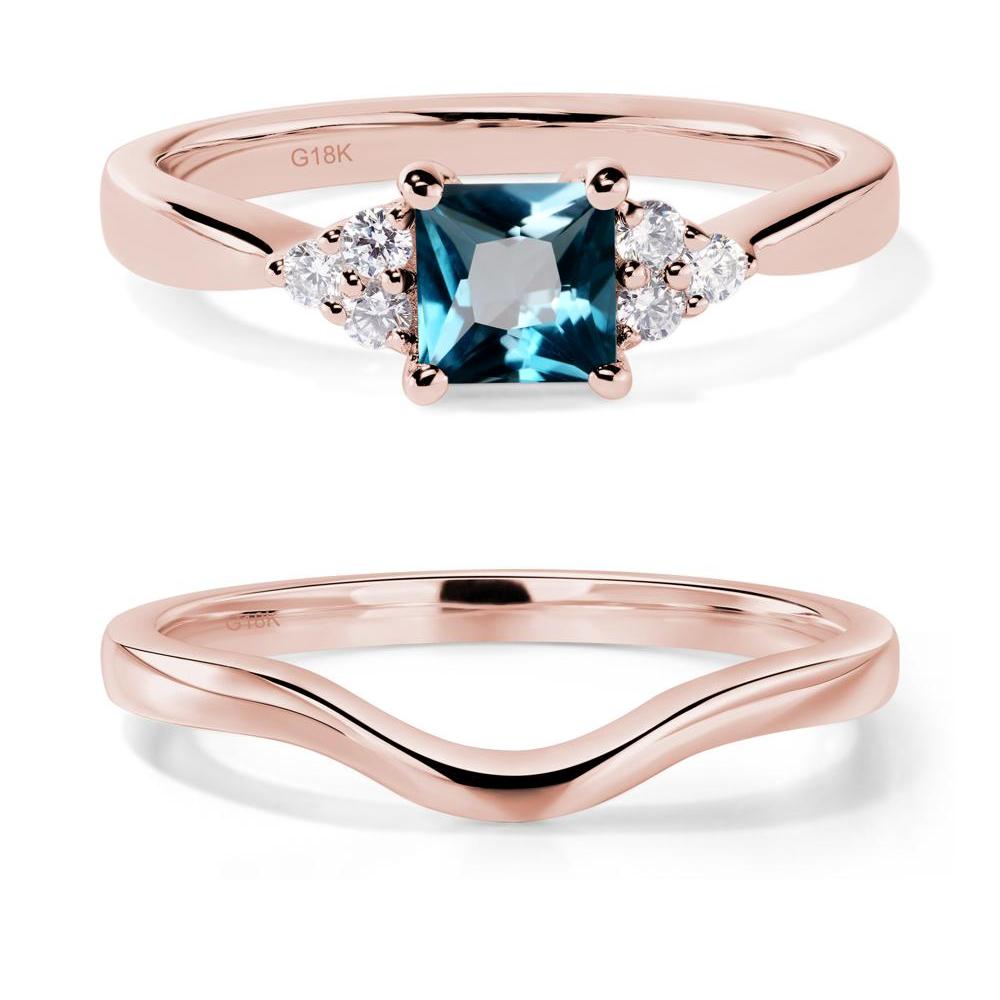 Princess Cut London Blue Topaz Petite Ring - LUO Jewelry #metal_18k rose gold