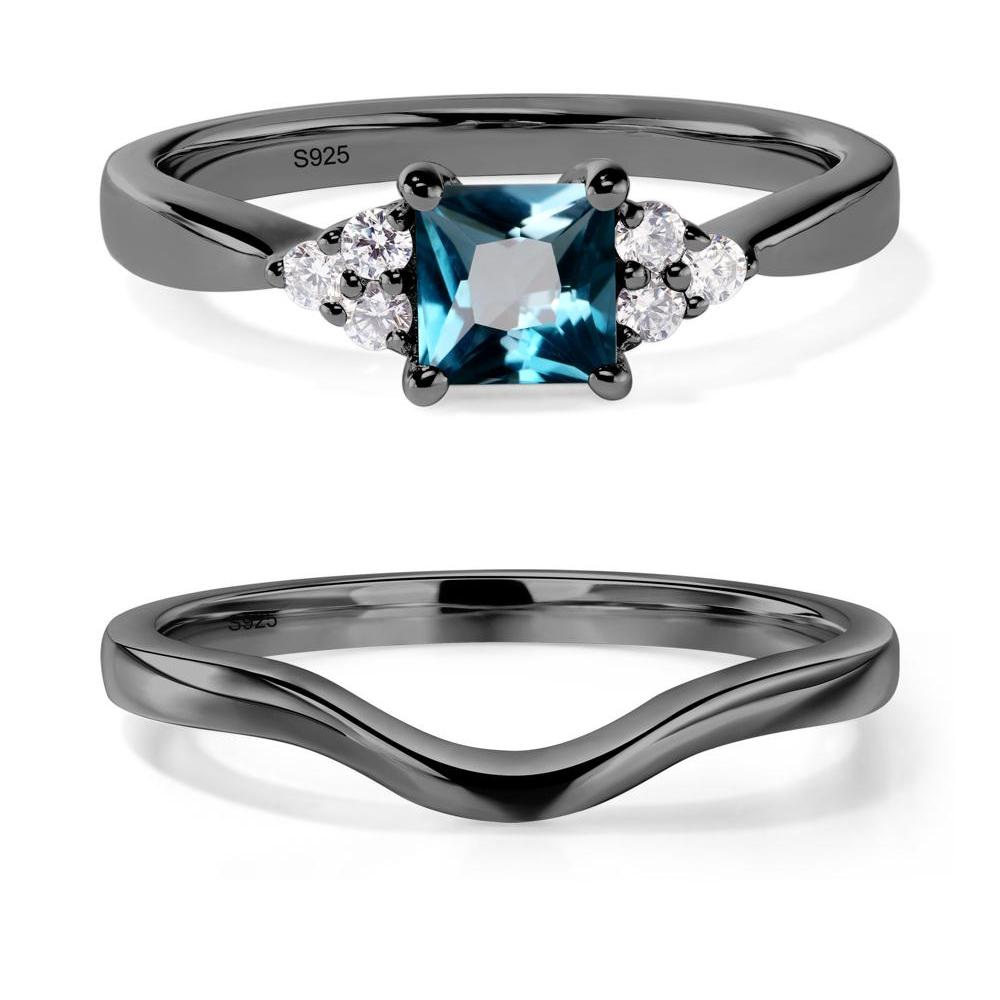 Princess Cut London Blue Topaz Petite Ring - LUO Jewelry #metal_black finish sterling silver