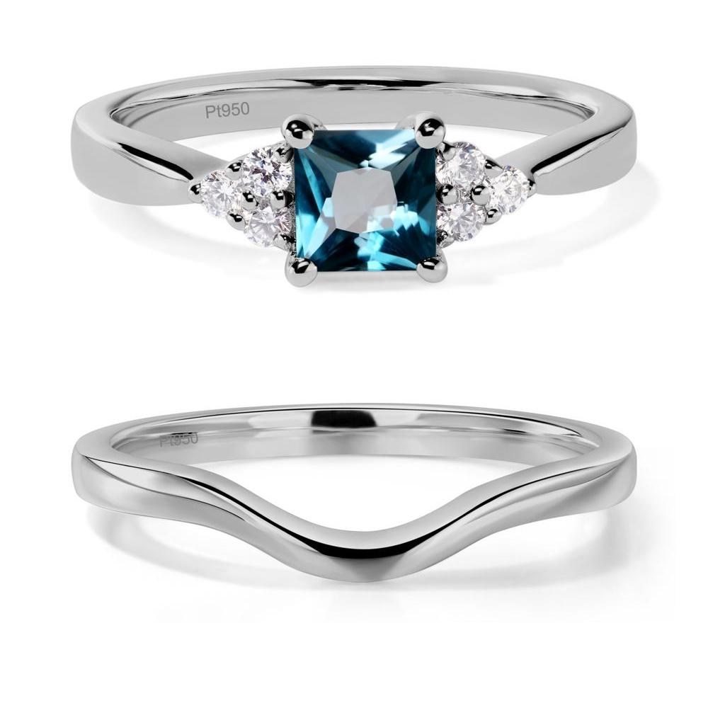 Princess Cut London Blue Topaz Petite Ring - LUO Jewelry #metal_platinum