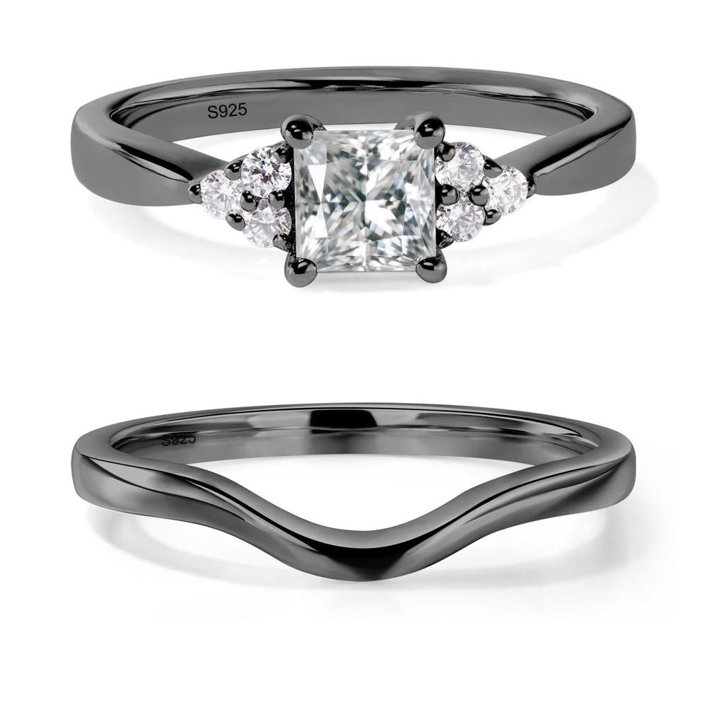 Princess Cut Moissanite Petite Ring - LUO Jewelry #metal_black finish sterling silver