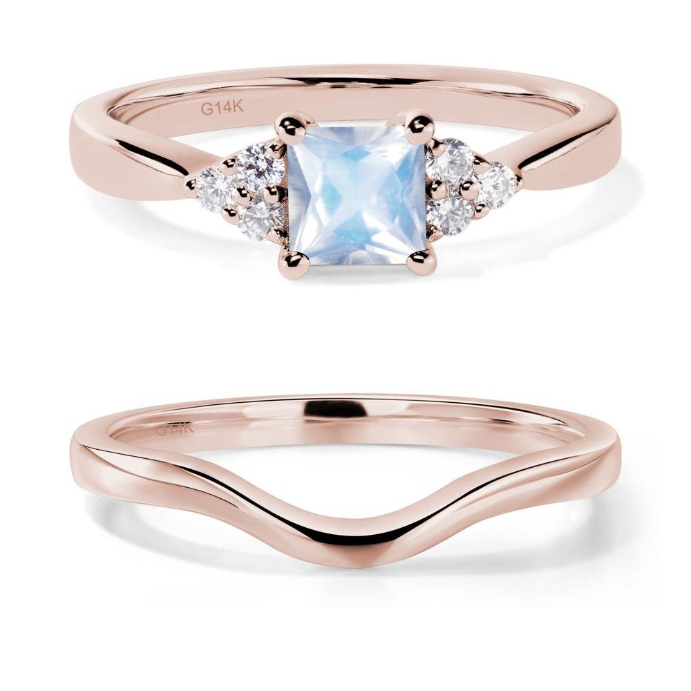 Princess Cut Moonstone Petite Ring - LUO Jewelry #metal_14k rose gold