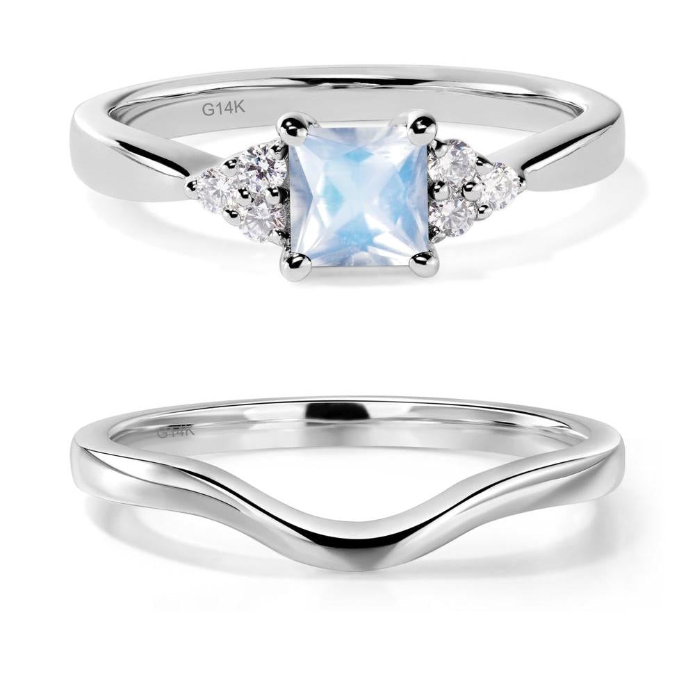 Princess Cut Moonstone Petite Ring - LUO Jewelry #metal_14k white gold