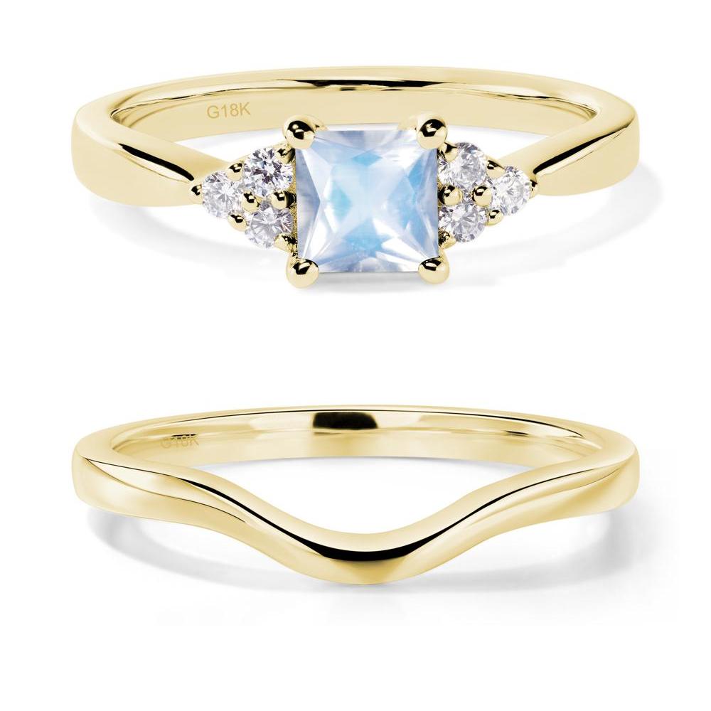 Princess Cut Moonstone Petite Ring - LUO Jewelry #metal_18k yellow gold