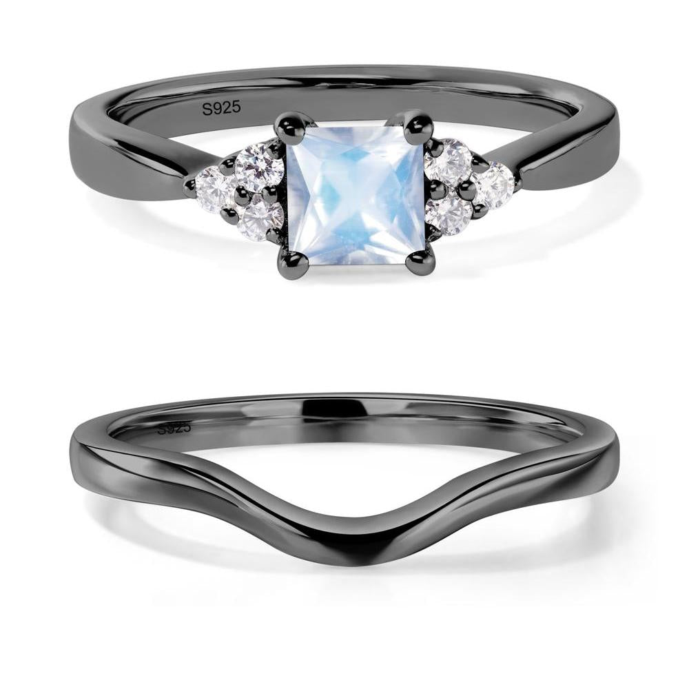 Princess Cut Moonstone Petite Ring - LUO Jewelry #metal_black finish sterling silver