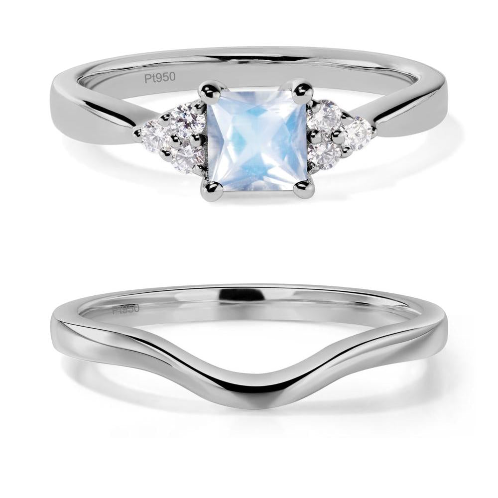 Princess Cut Moonstone Petite Ring - LUO Jewelry #metal_platinum