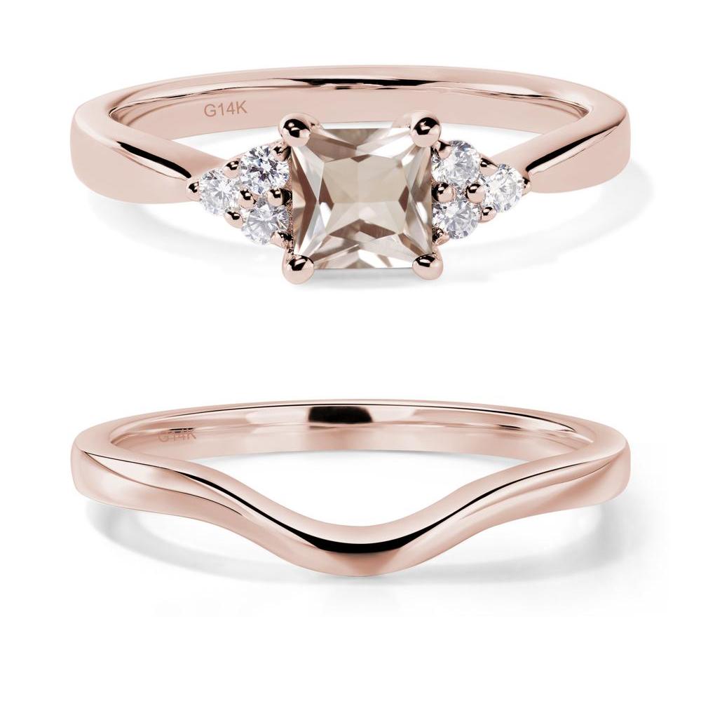 Princess Cut Morganite Petite Ring - LUO Jewelry #metal_14k rose gold