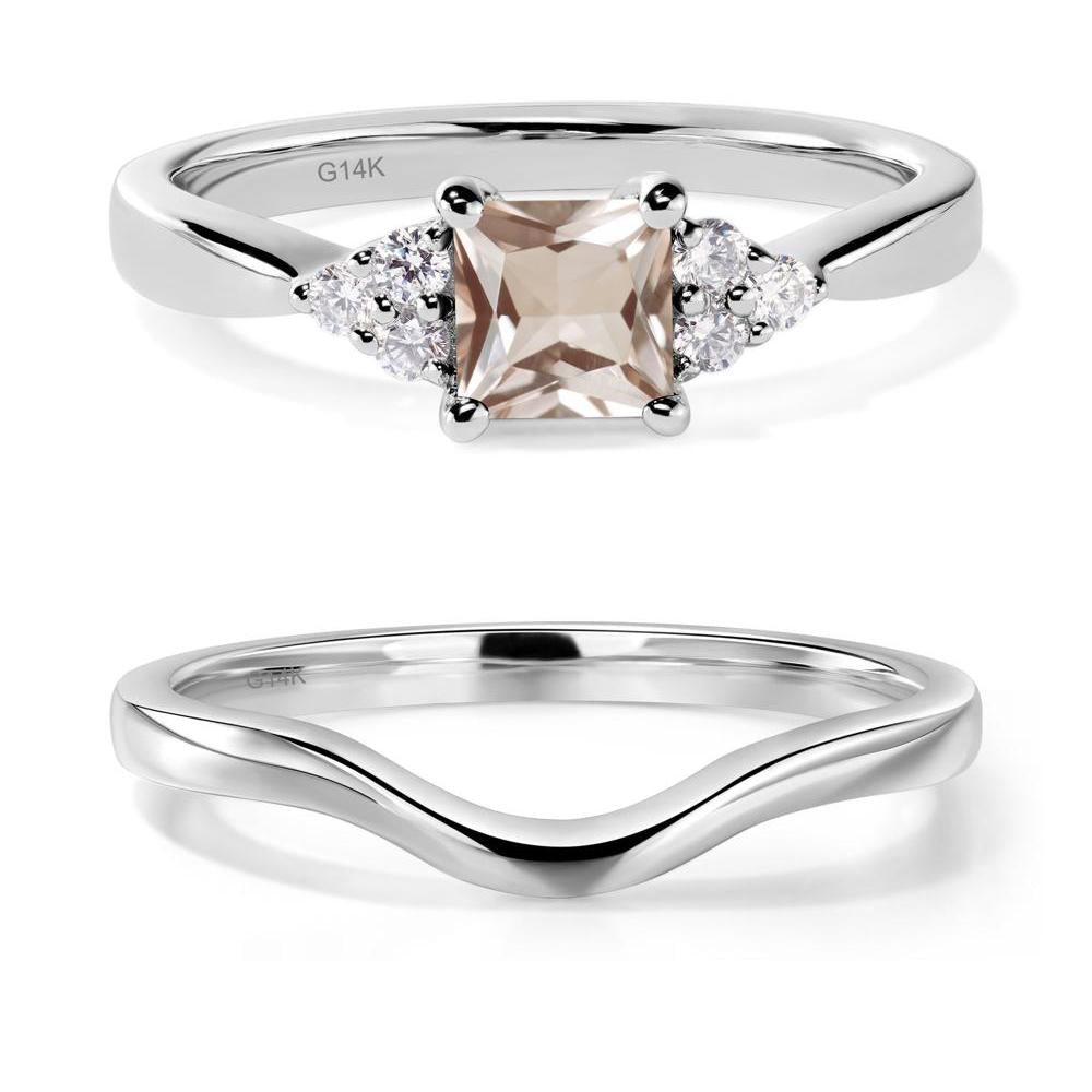 Princess Cut Morganite Petite Ring - LUO Jewelry #metal_14k white gold