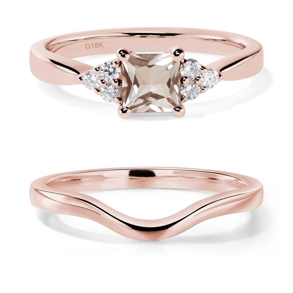 Princess Cut Morganite Petite Ring - LUO Jewelry #metal_18k rose gold