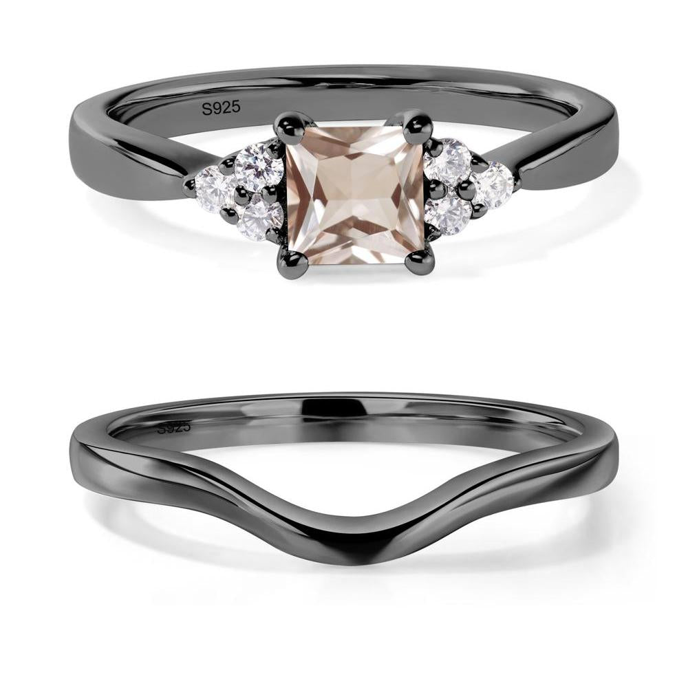 Princess Cut Morganite Petite Ring - LUO Jewelry #metal_black finish sterling silver