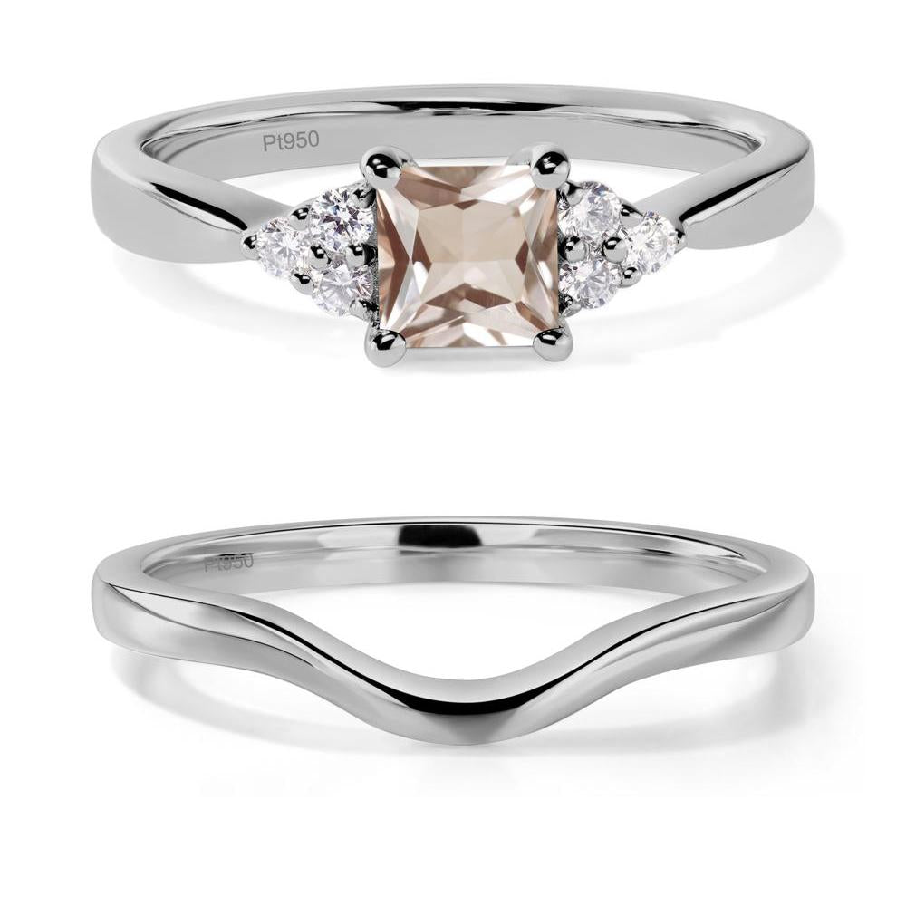 Princess Cut Morganite Petite Ring - LUO Jewelry #metal_platinum