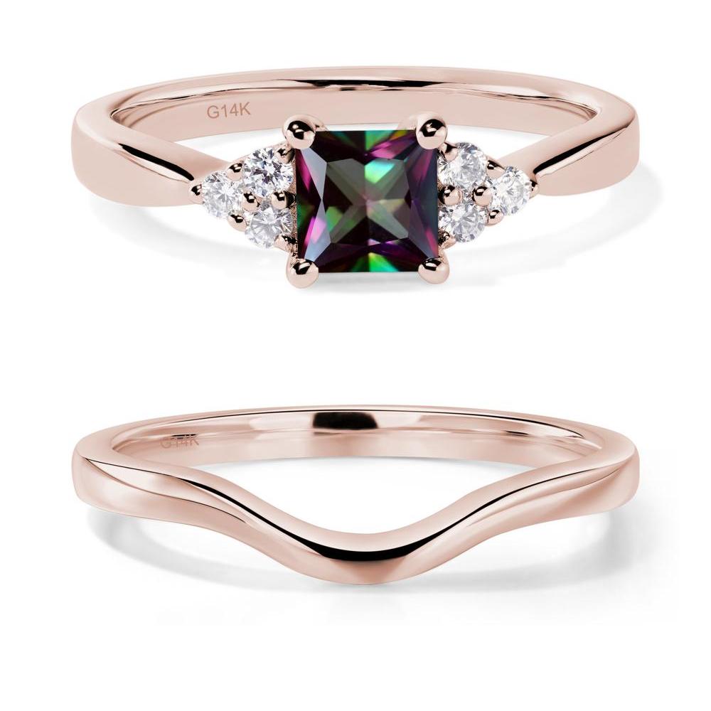 Princess Cut Mystic Topaz Petite Ring - LUO Jewelry #metal_14k rose gold