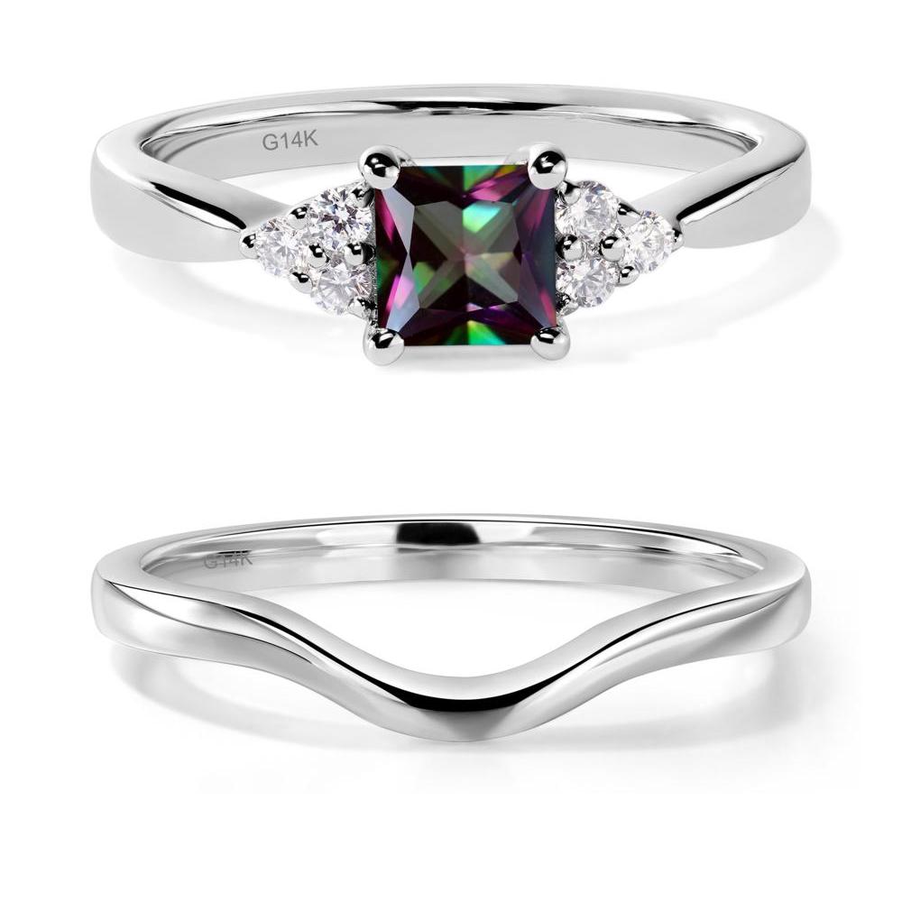 Princess Cut Mystic Topaz Petite Ring - LUO Jewelry #metal_14k white gold