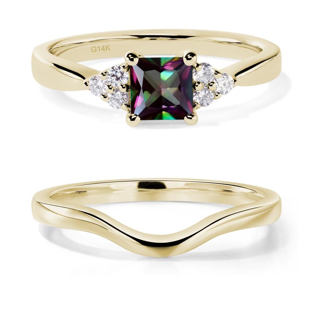 Princess Cut Mystic Topaz Petite Ring - LUO Jewelry #metal_14k yellow gold