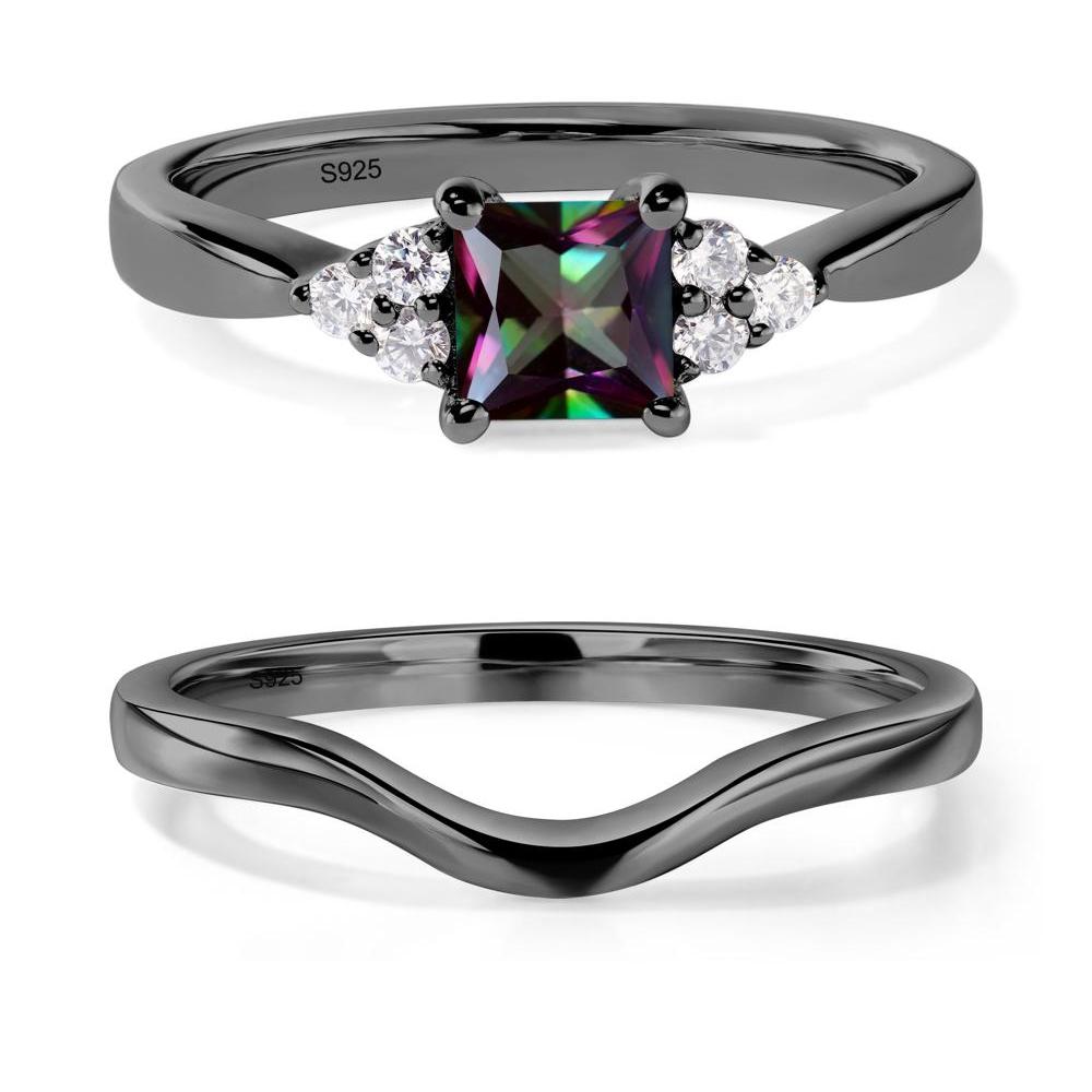 Princess Cut Mystic Topaz Petite Ring - LUO Jewelry #metal_black finish sterling silver