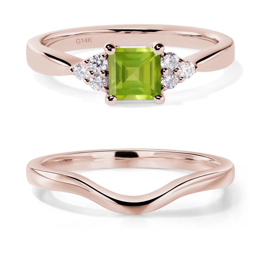 Square Cut Peridot Petite Ring - LUO Jewelry #metal_14k rose gold