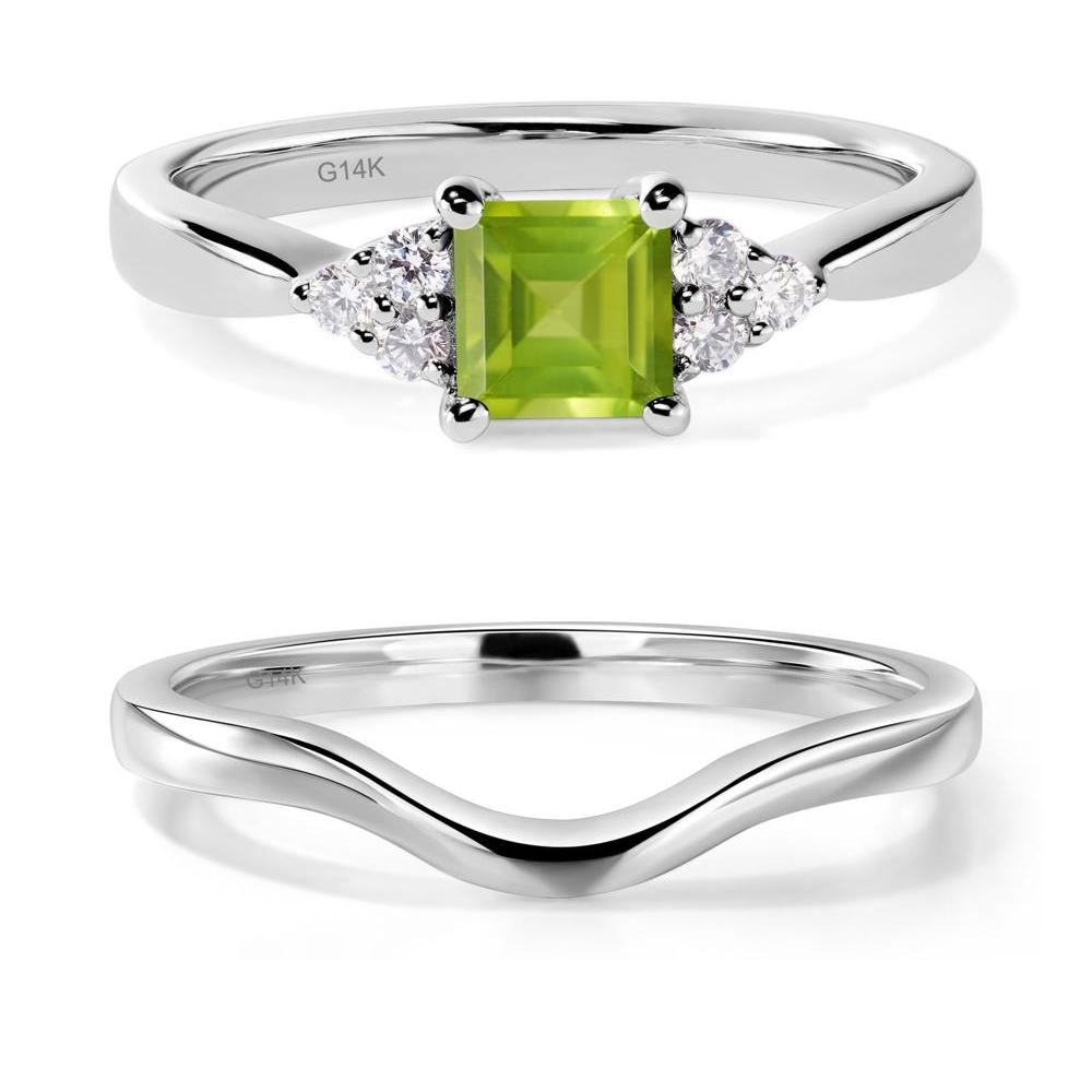 Square Cut Peridot Petite Ring - LUO Jewelry #metal_14k white gold