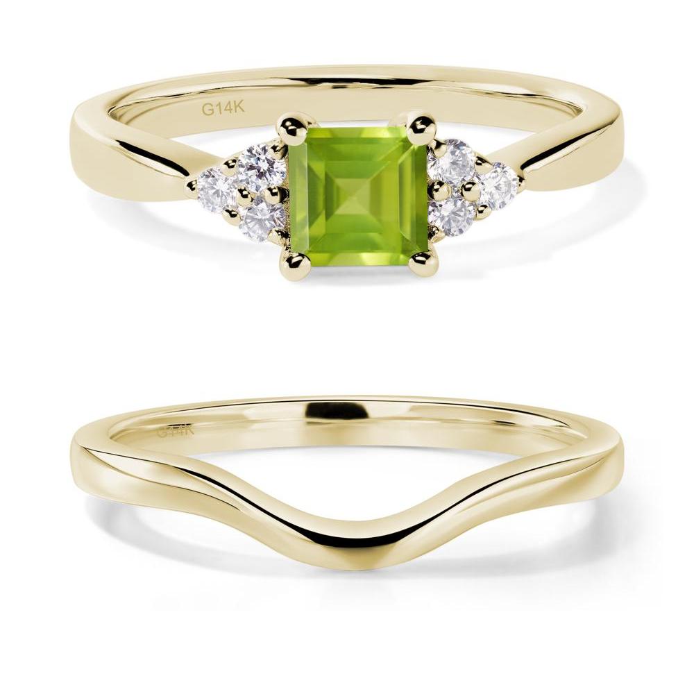 Square Cut Peridot Petite Ring - LUO Jewelry #metal_14k yellow gold