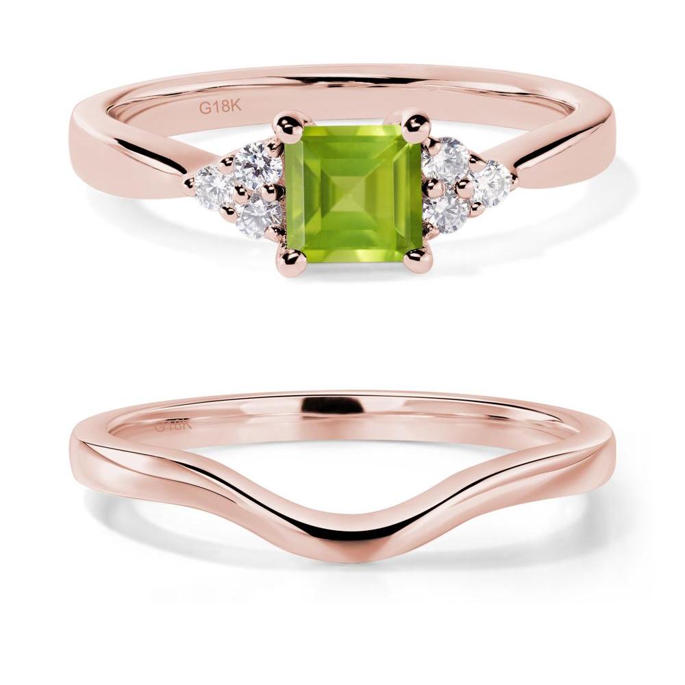 Square Cut Peridot Petite Ring - LUO Jewelry #metal_18k rose gold