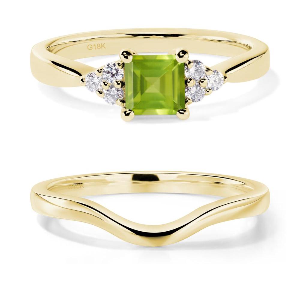 Square Cut Peridot Petite Ring - LUO Jewelry #metal_18k yellow gold