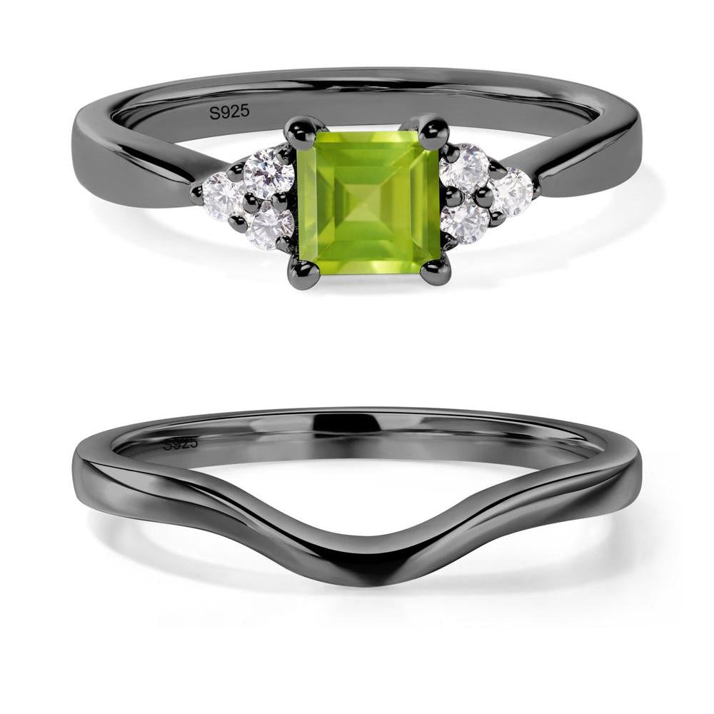 Square Cut Peridot Petite Ring - LUO Jewelry #metal_black finish sterling silver