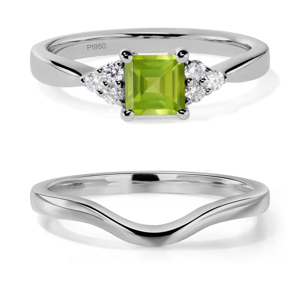 Square Cut Peridot Petite Ring - LUO Jewelry #metal_platinum