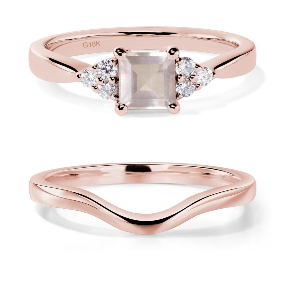 Square Cut Rose Quartz Petite Ring - LUO Jewelry #metal_18k rose gold