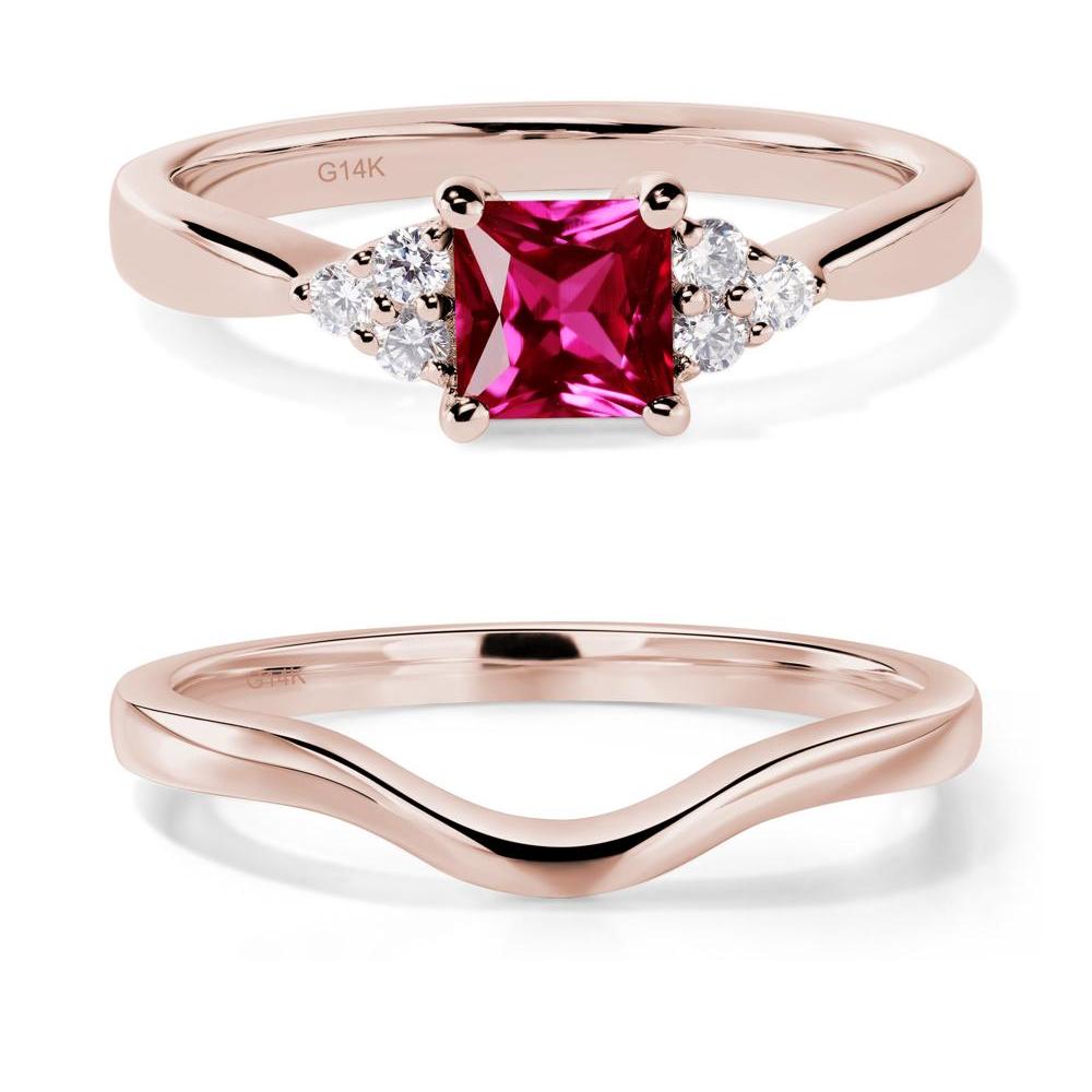 Princess Cut Ruby Petite Ring - LUO Jewelry #metal_14k rose gold