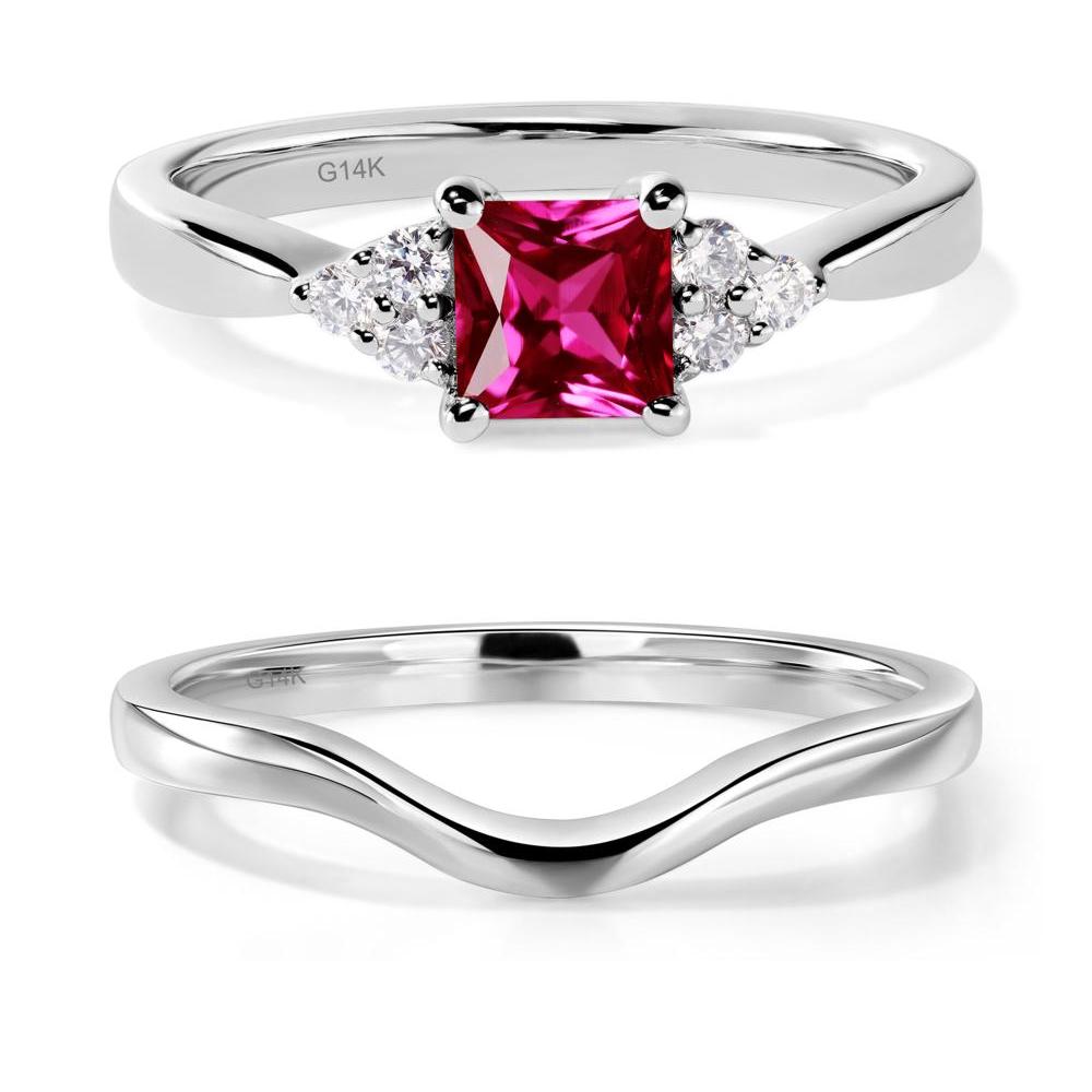 Princess Cut Ruby Petite Ring - LUO Jewelry #metal_14k white gold