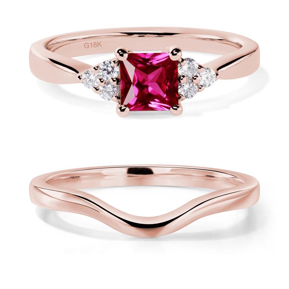 Princess Cut Ruby Petite Ring - LUO Jewelry #metal_18k rose gold