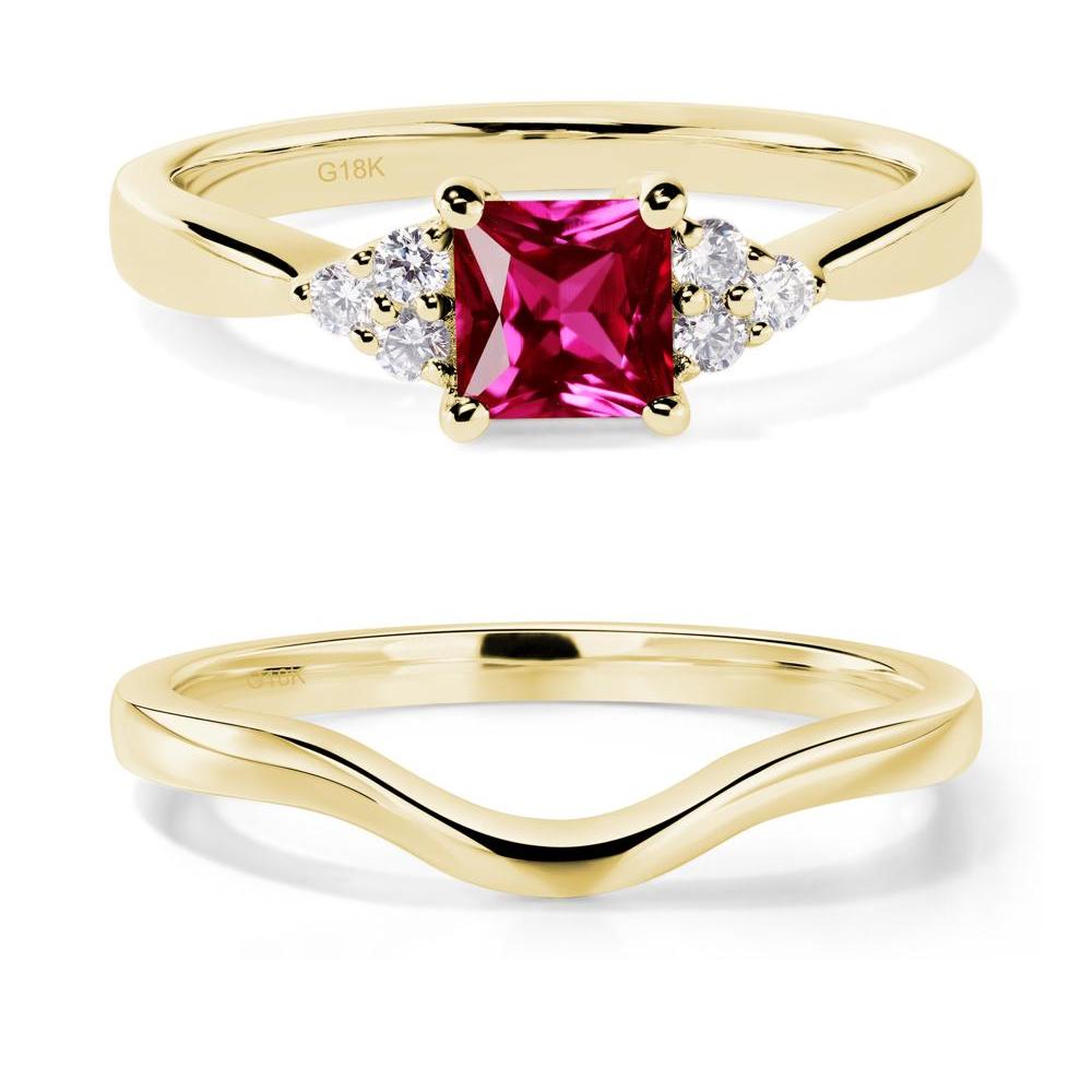 Princess Cut Ruby Petite Ring - LUO Jewelry #metal_18k yellow gold