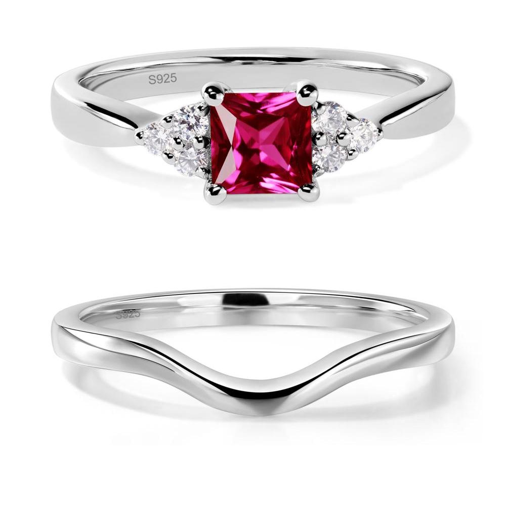 Princess Cut Ruby Petite Ring - LUO Jewelry #metal_sterling silver